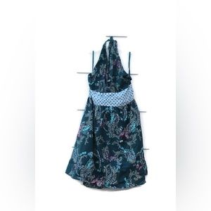 Rene Margo Halter Dress Floral Butterfly Polka Dots